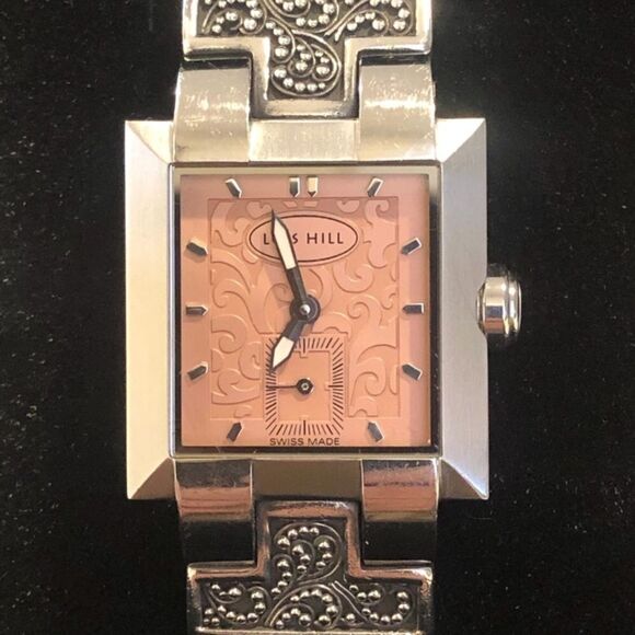 LOIS HILL Pink Face Sterling Silver Thai Weave Bracelet Swiss Watch - Picture 7 of 12